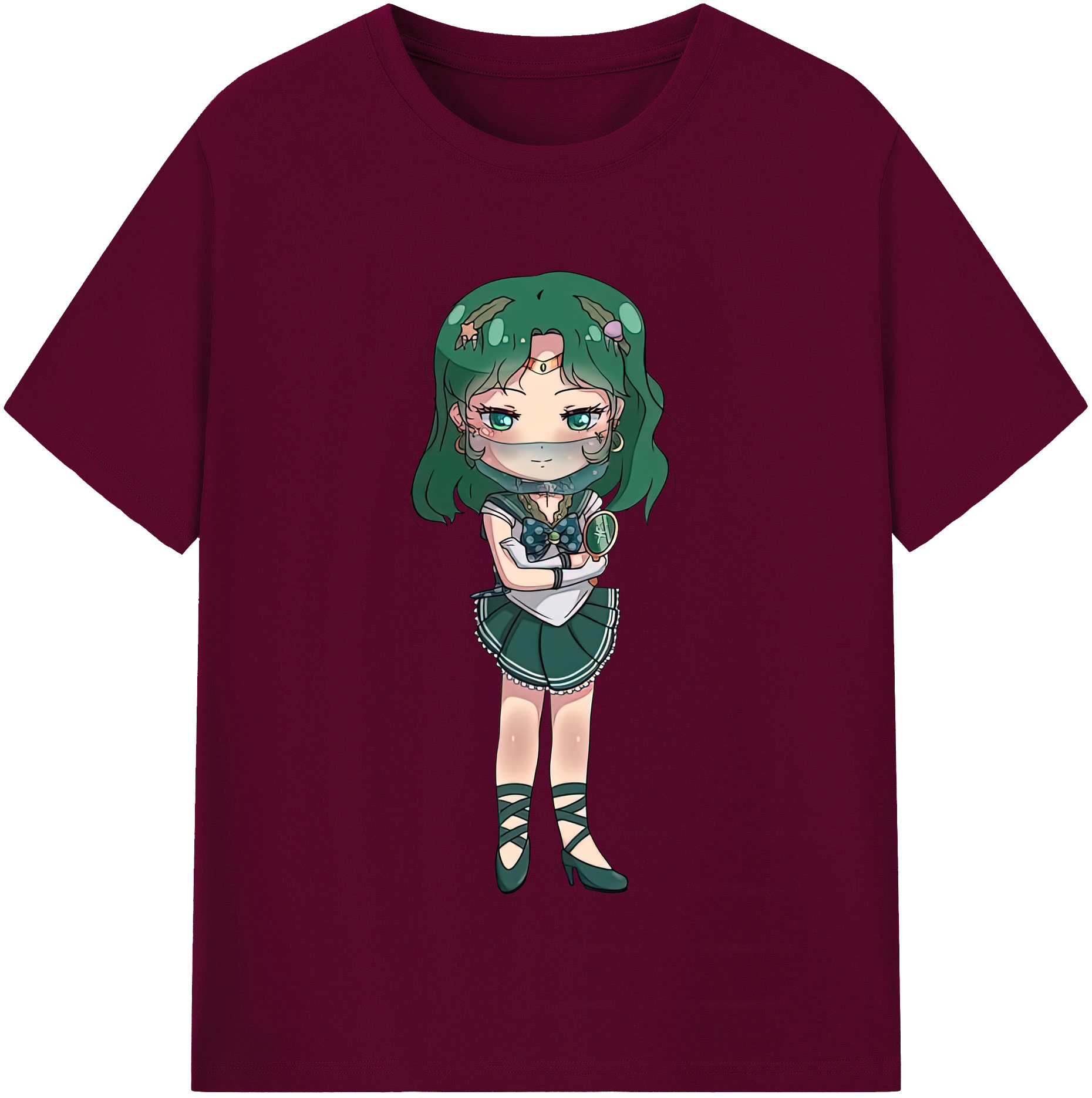 （画像用） 美少女戦士セーラームーン 海王 みちる（かいおう みちる） Sailor Moon Kaiou Michiru レディースカジュアルプリントTシャツ（綿100％）